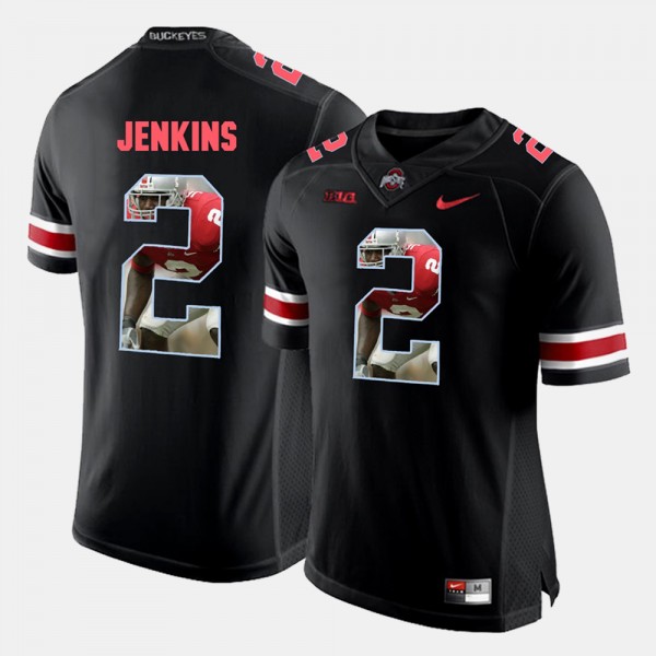 Ohio State Buckeyes Malcolm Jenkins Men's #2 Black Pictorial Fashion College Football Jersey 2404TJQE6